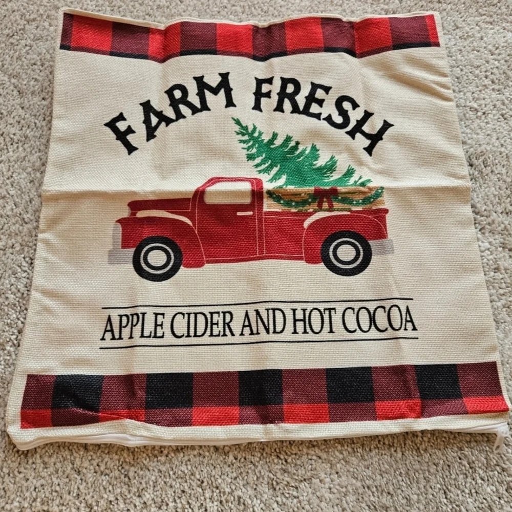 Farm Fresh Holiday Pillow - Red and Green